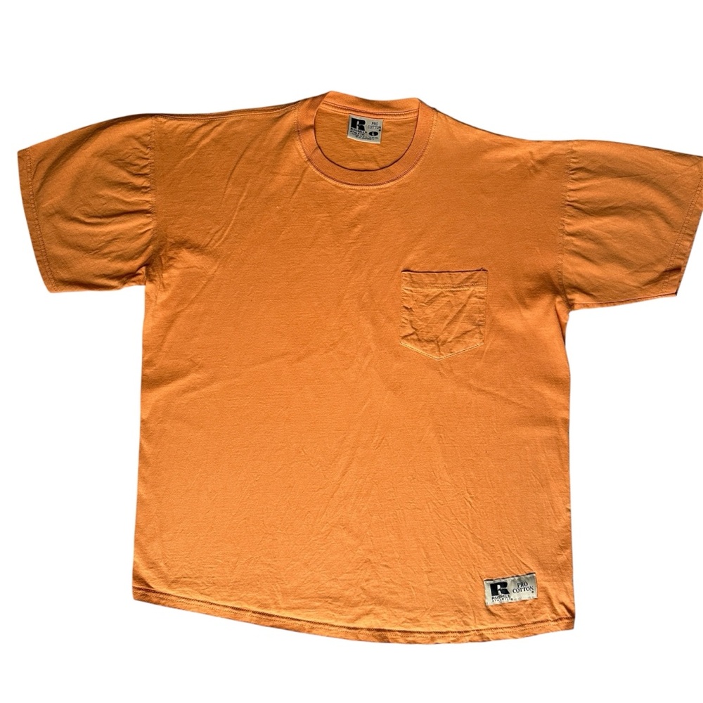 Vintage Russell Athletic Pro Cotton Orange Men's Pocket Tee Size Large